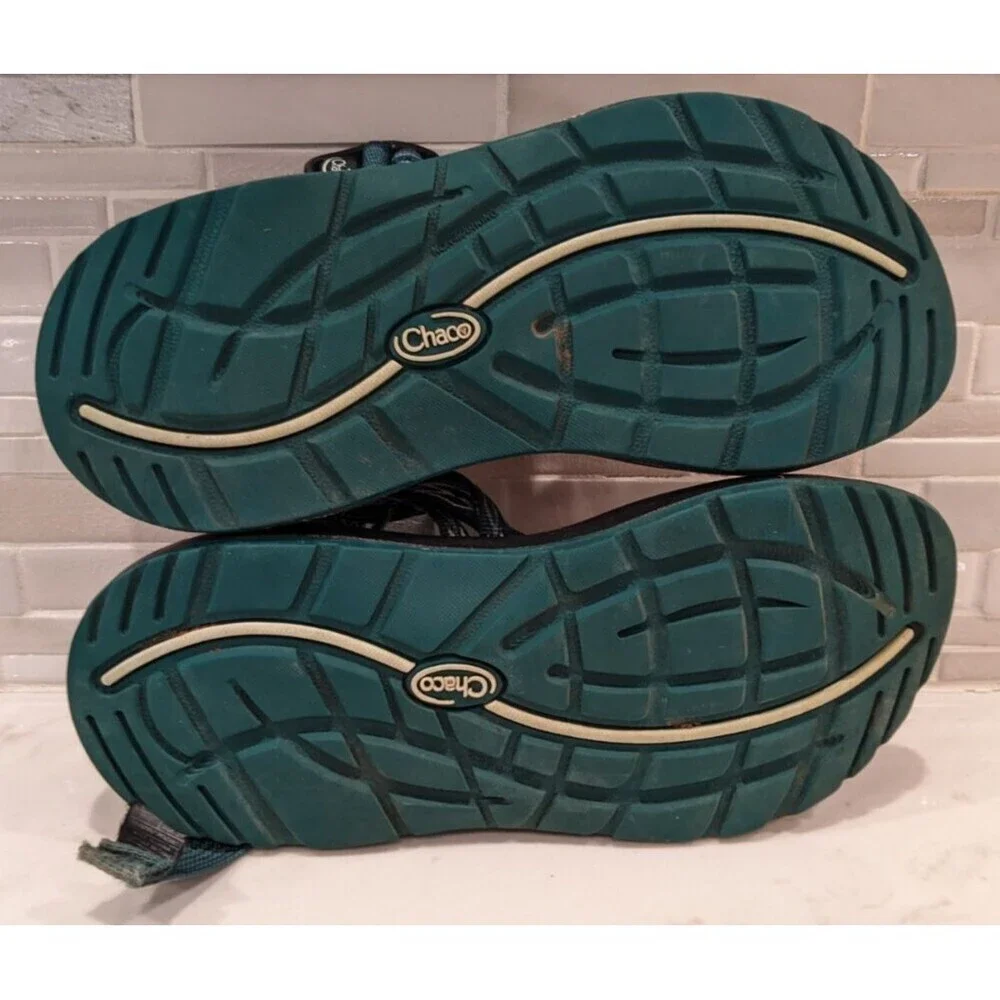 Women's Chaco ZX/2 Classic Sandals - Angular Teal/Black/White Strappy Outdoor 6 - Picture 8 of 9